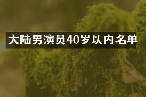 大陆男演员40岁以内名单