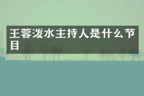 王蓉泼水主持人是什么节目