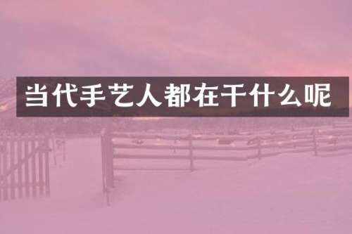 当代手艺人都在干什么呢