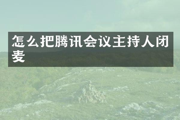 怎么把腾讯会议主持人闭麦