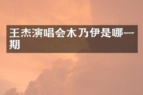 王杰演唱会木乃伊是哪一期