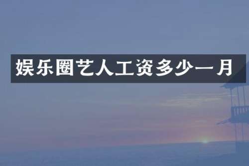 娱乐圈艺人工资多少一月