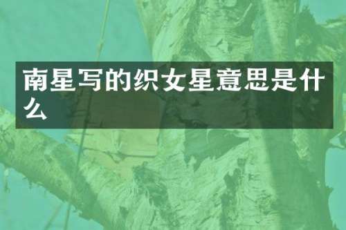 南星写的织女星意思是什么