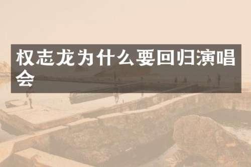 为什么要回归演唱会