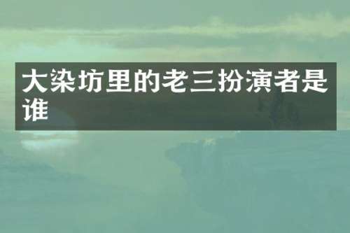 大染坊里的老三扮演者是谁