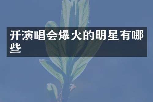 开演唱会爆火的明星有哪些
