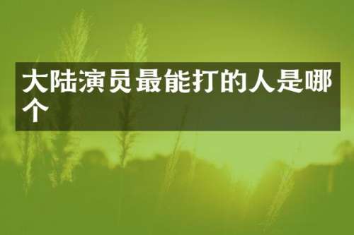 大陆演员最能打的人是哪个