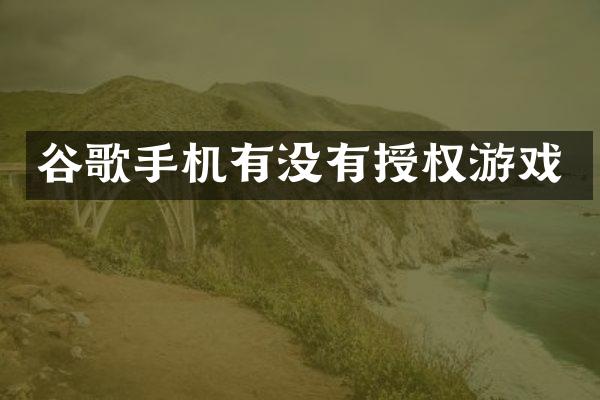 谷歌手机有没有授权游戏
