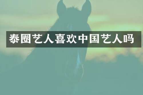泰圈艺人喜欢中国艺人吗