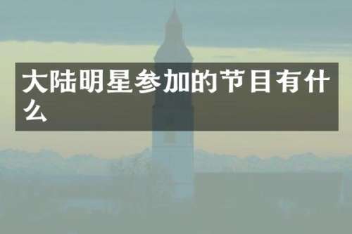 大陆明星参加的节目有什么
