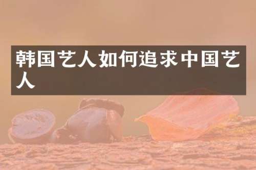 韩国艺人如何追求中国艺人