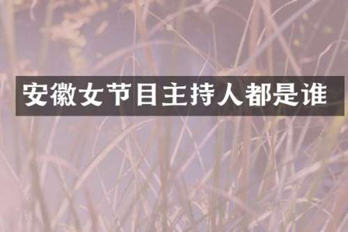 安徽女节目主持人都是谁