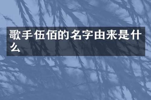 歌手伍佰的名字由来是什么
