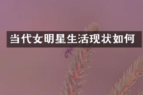 当代女明星生活现状如何