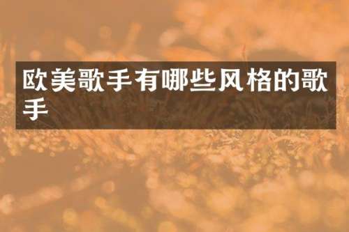 欧美歌手有哪些风格的歌手