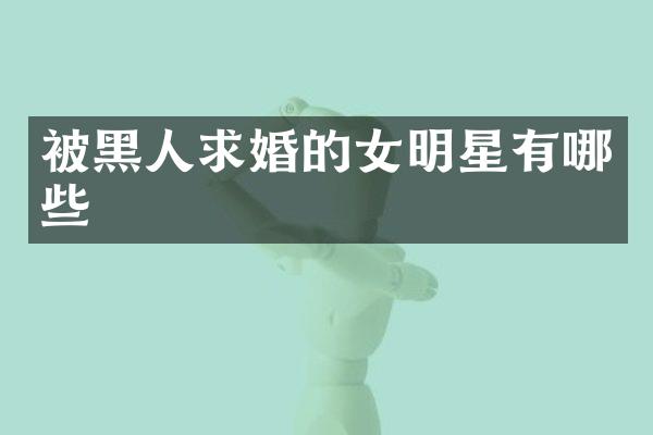 被黑人求婚的女明星有哪些
