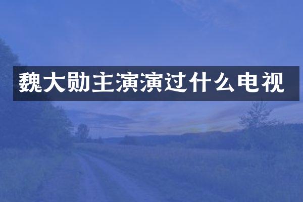 魏大勋主演演过什么电视