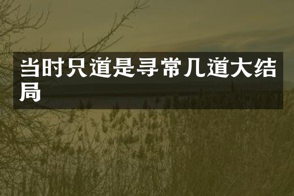 当时只道是寻常几道大结局