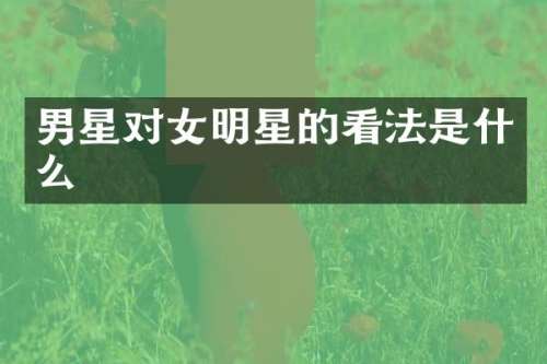 男星对女明星的看法是什么