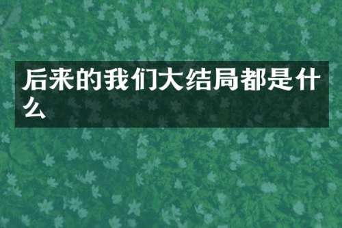 后来的我们大结局都是什么