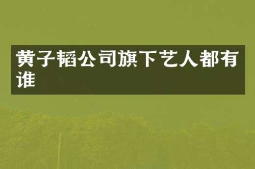 黄子韬公司旗下艺人都有谁