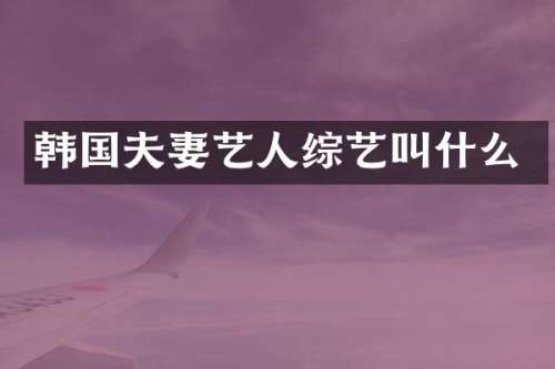 韩国夫妻艺人综艺叫什么