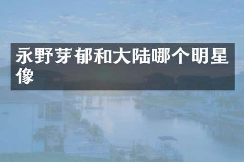 永野芽郁和大陆哪个明星像