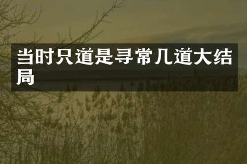 当时只道是寻常几道大结局