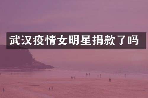 武汉疫情女明星捐款了吗