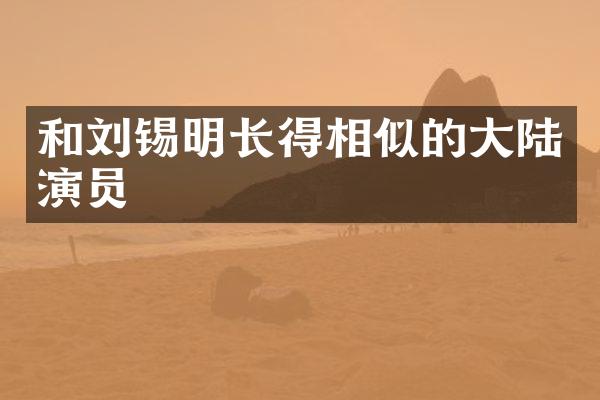 和刘锡明长得相似的大陆演员