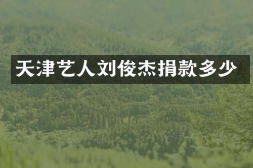 天津艺人刘俊杰捐款多少