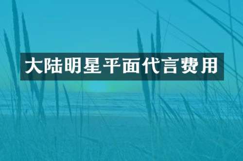 大陆明星平面代言费用