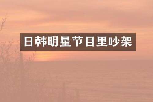 日韩明星节目里吵架