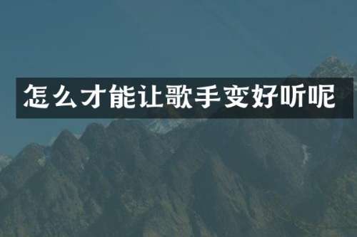 怎么才能让歌手变好听呢