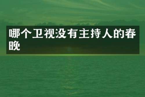 哪个卫视没有主持人的