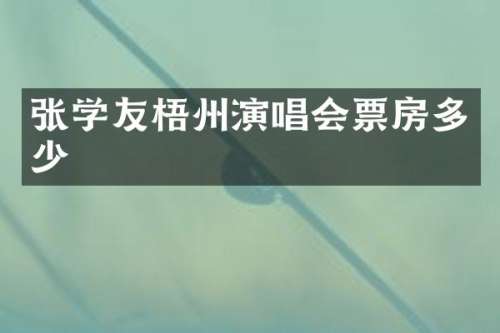 张学友梧州演唱会票房多少