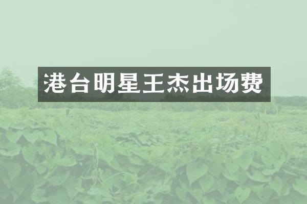 港台明星王杰出场费