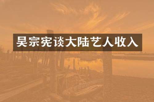 吴宗宪谈大陆艺人收入