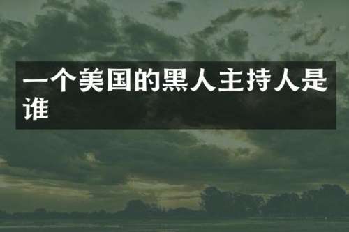 一个美国的黑人主持人是谁