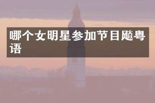 哪个女明星参加节目飚粤语