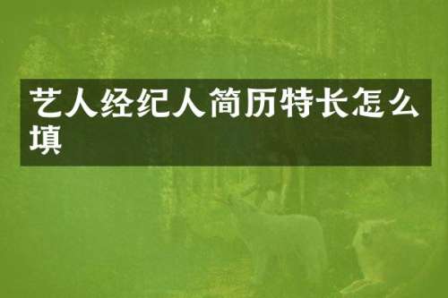 艺人经纪人简历特长怎么填