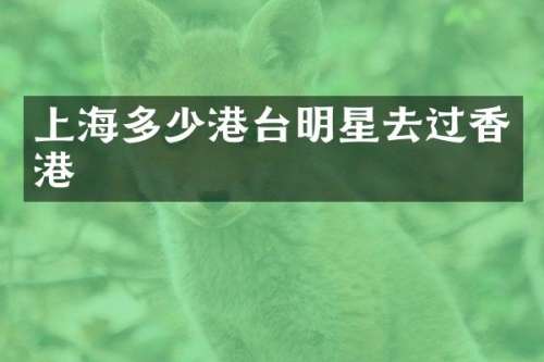 上海多少港台明星去过香港