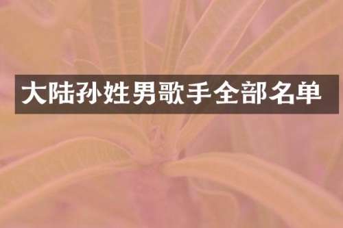 大陆孙姓男歌手全部名单