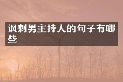 讽刺男主持人的句子有哪些