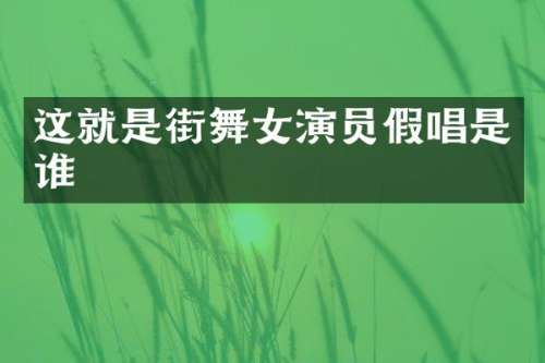这就是街演员是谁