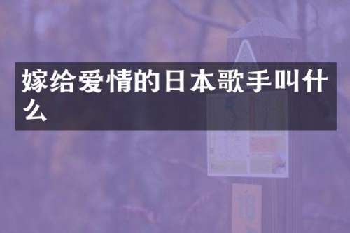 嫁给爱情的日本歌手叫什么