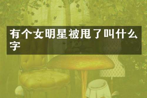 有个女明星被甩了叫什么字