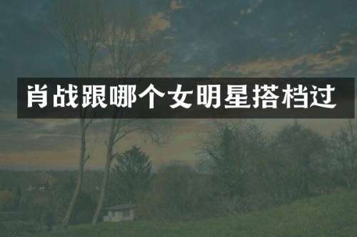 肖战跟哪个女明星搭档过