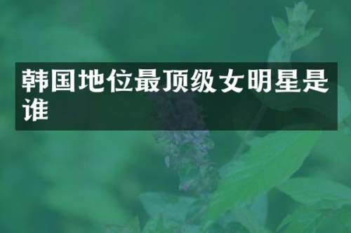 韩国地位最顶级女明星是谁