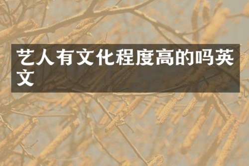 艺人有文化程度高的吗英文